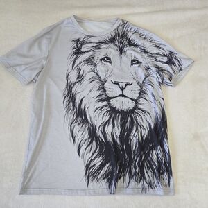 SHEIN Gray and Black Lion Art Tee Size 16